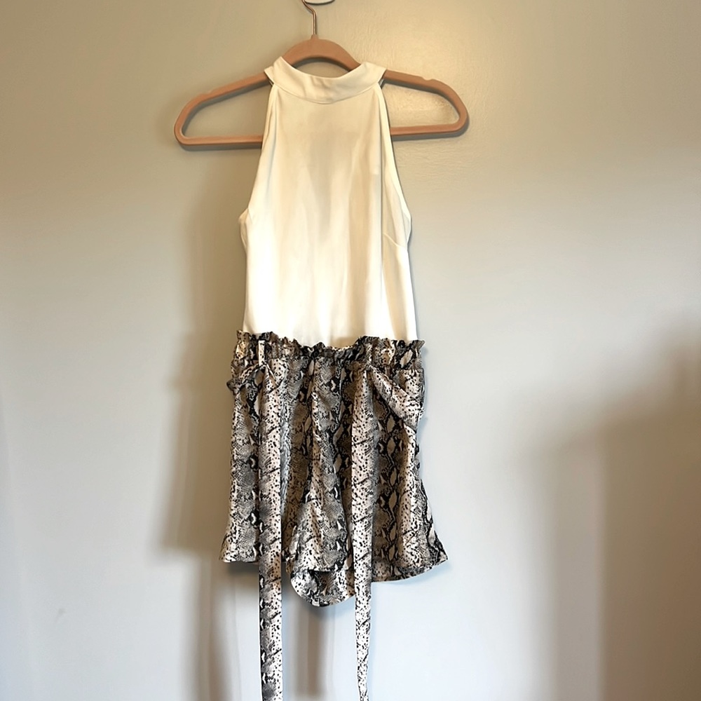 Cute romper, white and snakeskin pattern